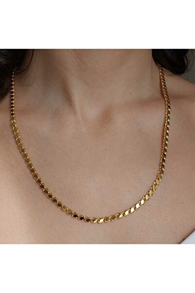 Altınbeyi ALTINBEYI 22 Ayar Altın Halep Pullu Zincir Kolye (4mm Kalınlık) 55 ...