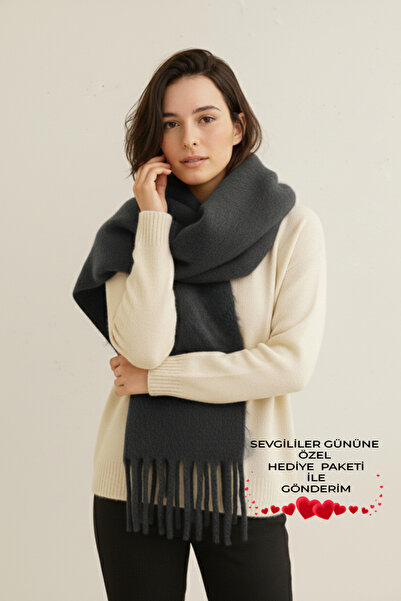 Bermody Puffy Gray Soft Textured Women's Scarf Shawl Shoulder Wrap 50 X 190 c...