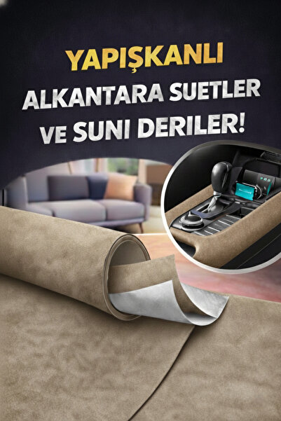 Bitacir Kendinden Yapışkanlı Alkantara Süet Suni Deri 100 X 150 -KOYU BEJ
