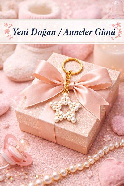 Crystal Atelier 10 Pieces Pearl Star Keychain – Newborn Birthday Mother's Day...