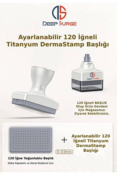 DeepSurge BAŞLIK - 120 İğneli Ayarlanabilir Titanyum İğneli Dermastamp Başlığ...