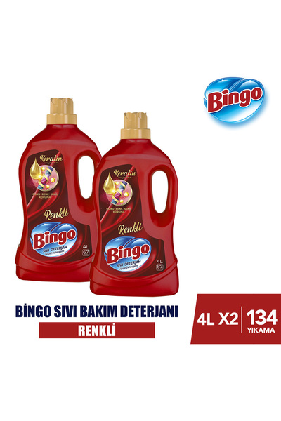 Bingo Renkli Sıvı Bakım Çamaşır Deterjanı 4 lt 2'li