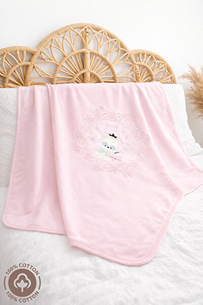 Miniel بطانية أطفال بناتي مطرزة باندا 90x80 سم طبقة مزدوجة من القطن الممشط - ...