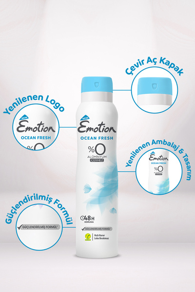 Emotion Ocean Fresh Kadın Vegan Deodorant 6x150ml Hızlı Kurur , Leke Bırakmaz