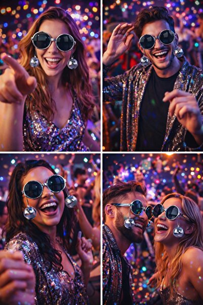 BeySüS Parti Gözlüğü Disko Toplu Gümüş