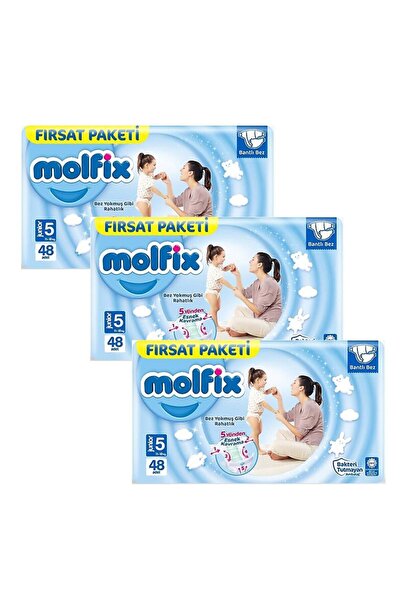 Molfix Baby Diapers Size 5 Junior Giant Economic Package 48 Pieces X 3 Pieces