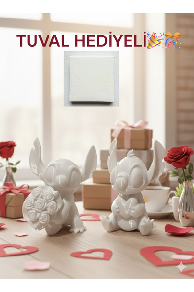 Ems Takı Aksesuar HEDİYELİ BÜYÜK BOY BUKETLİ ANGEL ve KALPLİ STİCH SEVGİLİYE,...