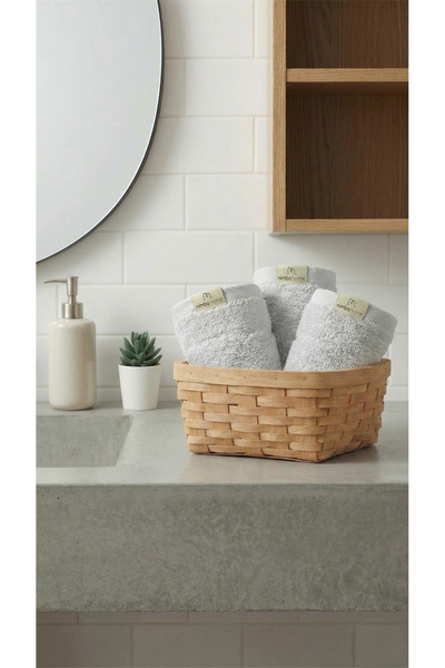 Nimba Home 3-Piece Premium Light Gray Guest Towel Set 30X30 cm