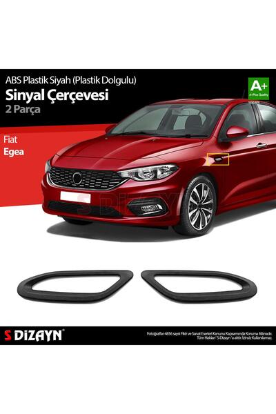 S Dizayn S-Dizayn Fiat Egea Siyah ABS Plastik Sinyal Çerçevesi 2 Prç. ABS Pla...