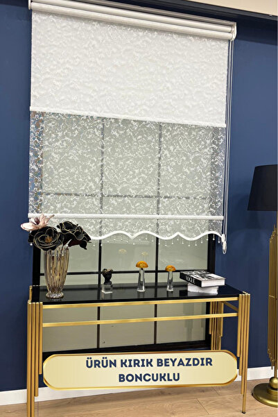 EYMENS HOME Eymen's Eym3048 Çift Mekanizmalı Tül Ve Stor Perde Kırık Beyaz (b...