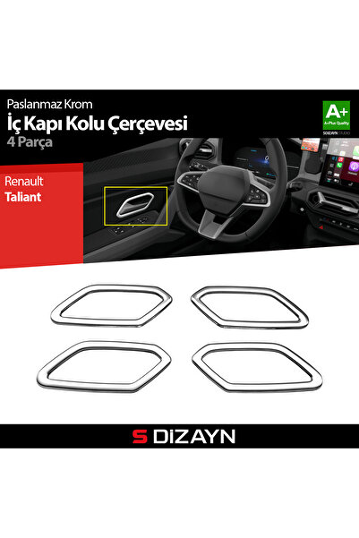 S Dizayn S-Dizayn Renault Taliant Krom İç Kapı Kolu Çerçevesi 4 Prç 2021 Üzer...