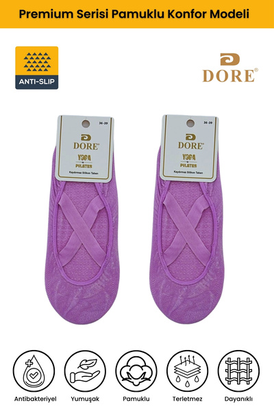 Dore Orijinal Kadın Kaymaz Tabanlı Pilates Yoga Dans Bale Kaydırmaz Çorap - S...