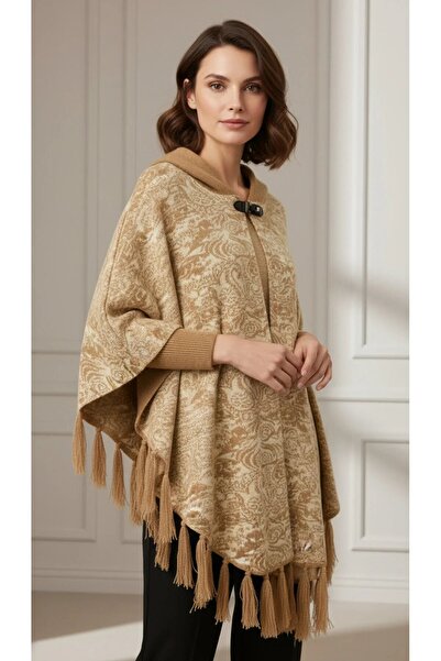 Uludağ Triko Poncho prosop cu glugă din os de nurcă pentru femei