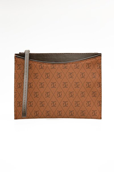 KISCHE Women's Beige Cream Printed Women's Clutch Handbag Portfolio