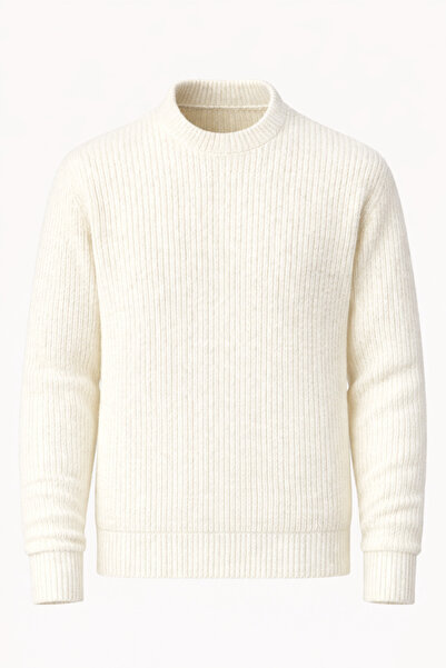 Valiberta سترة تريكو رجالية من Pilar بياقة دائرية وتصميم مضفر كبير الحجم - لو...