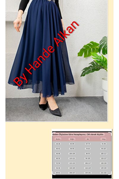 By Hande Alkan تنورة شيفون فضفاضة مرنة للنساء مقاس كبير