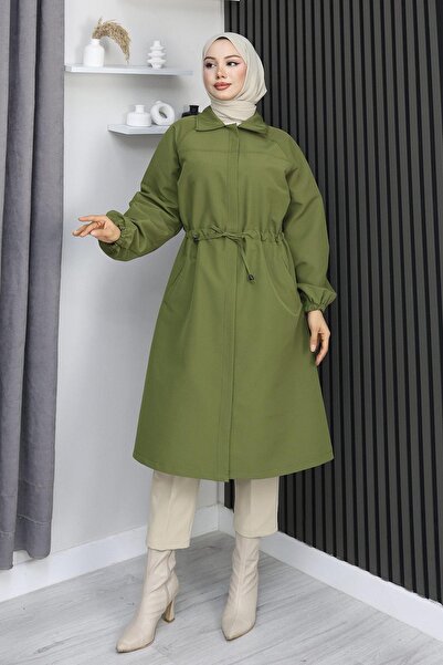 Genel Markalar Gizli Patlı  Trençkot  Haki 4430