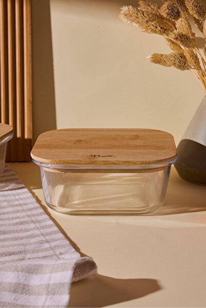 Perotti حاوية تخزين زجاجية مربعة من لوكى بامبو سعة 800 مل