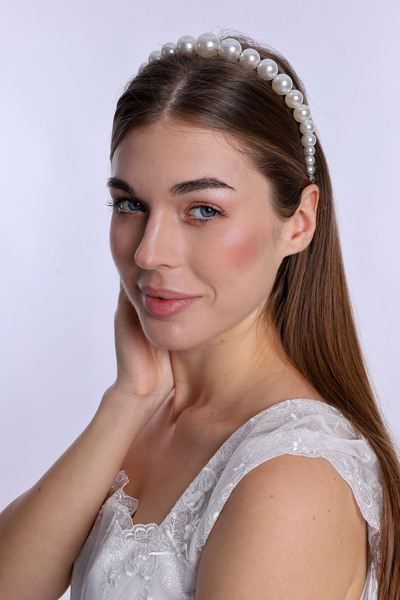 ByLohusa 1011 تاج الأمومة اللؤلؤي الأبيض السميك