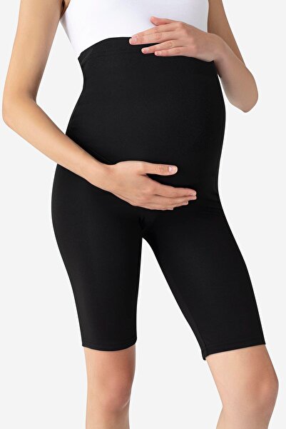 Arma Yıldız Over the Knee Biker Stretchy Adjustable Waist Short Maternity Leg...