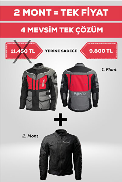 REVO سترة دراجة نارية من 4 مواسم في حزمة واحدة - شبكة صيفية + معطف شتوي + معط...