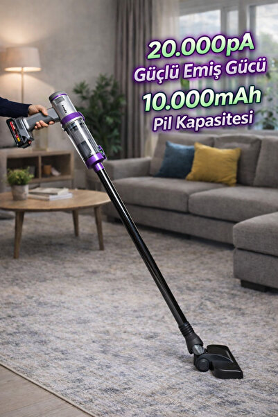EZERE Areks Kablosuz 20.000Pa Güçlü Çekim Dikey Ev Araç Süpürgesi 3 Kademeli,...