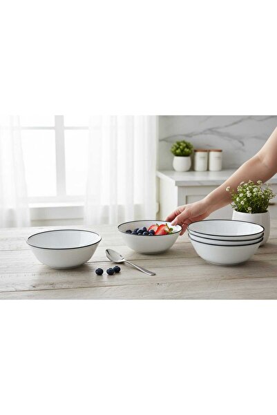 IKEA Oftast Siyah Şeritli 6 Adet 15 cm Kase