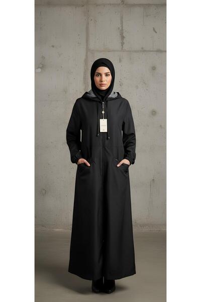 MODA TAM BOY UZUN KAPŞONLU TESETTÜR TRENÇKOT