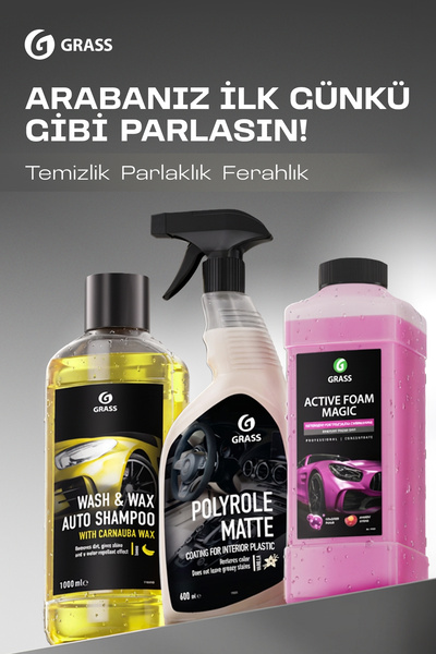 GRASS Profesyonel Oto Bakım Seti 3'lü - İç & Dış Temizlik, Parlatma ve Vanily...