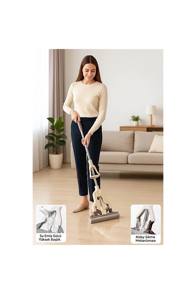 Hansel Kelebek Sıkma Mekanizmalı Süngerli Mop Yeni Pratik Sistem Temizlik Seti