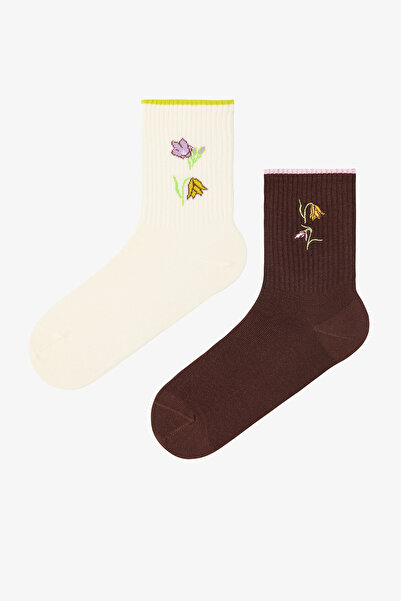 Penti 2 Pairs Organic Cotton Floral Patterned Socks - Inspired by Flora