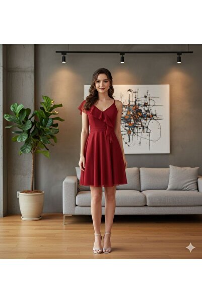 CERİTLER Kadın Simli Kısa Abiye Elbise 22251