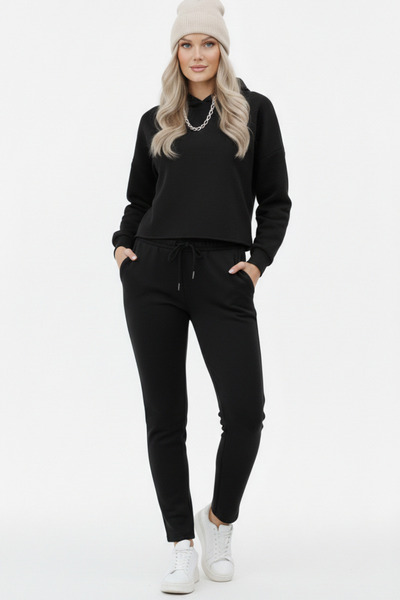 mmetalic Dámské černé klasické kapesní tepláky