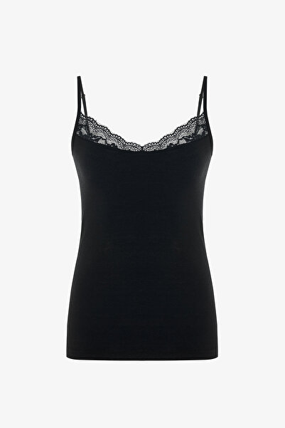 Penti Black Cashmere Blend Thin Strap Tank Top