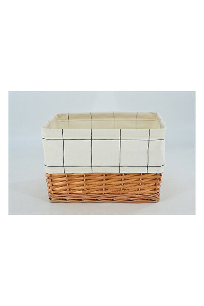 KOÇTAŞ Kareli Hasır Sepet Beyaz 26x18x28 Cm