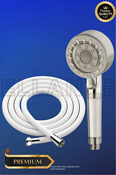 Turbo 5 Function Shower Head with Filter Turbo Hand Shower + WHITE PVC Shower Hose Shower Set