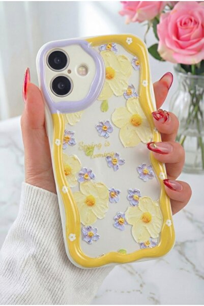 Fibaks Apple iPhone 16 Kılıf Tasarımlı Desenli Kamera Korumalı Papatya Çiçek ...
