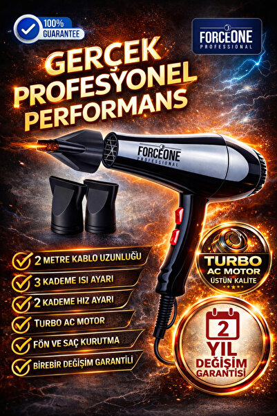 FORCEONE Kuaför Tipi Pro 5500 Turbo Profesyonel Saç Krutma Ve Fön Makinesi 22...
