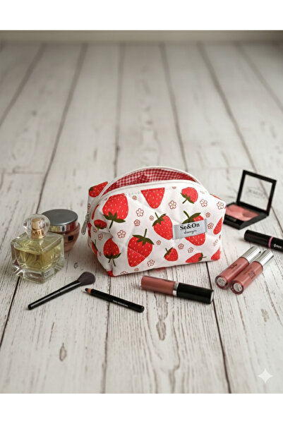 Se&On dizayn Çilek desen makyaj çantası