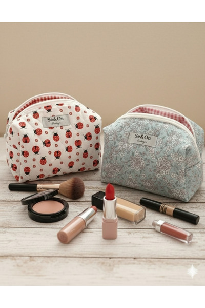 Se&On dizayn İkili set makyaj çantası,makyaj organizeri