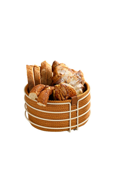 Edora Home سلة خبز مستديرة باللون البيج - محبوكة من الخيزران بلون القهوة، مكر...