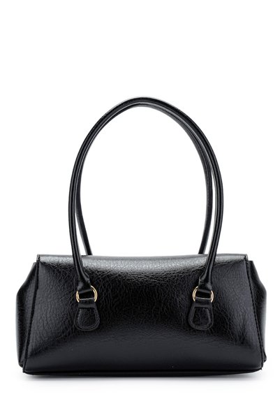 minebag Baguette-Shaped Custom Lock Pendant Detail Hilly Women's Shoulder Bag Black