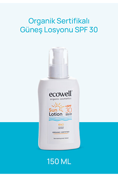 Ecowell Organik Güneş Losyonu, 30 Spf, Vegan Sertifikalı, Mineral Filtre Yüz ...