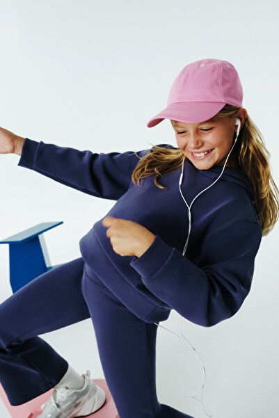 Penti Koyu İndigo Kız Çocuk Modal Soft Oversize Kapüşonlu Sweatshirt