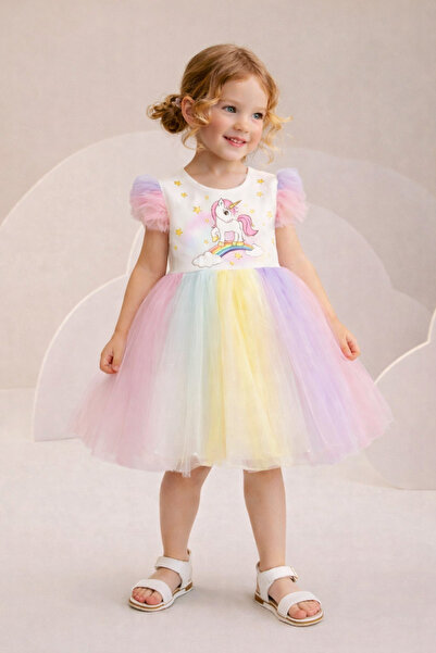ESİLA KİDS Dívčí jednorožec šaty Tylové šaty Barevné narozeninové a společens...