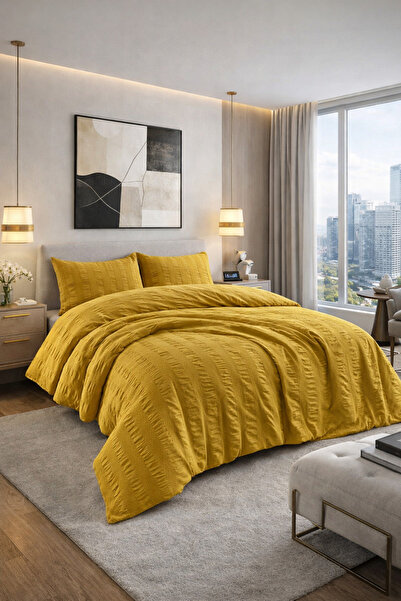 BED LİNE Set cuvertură de pilota Seersucker pentru o singură persoană, cutie ...
