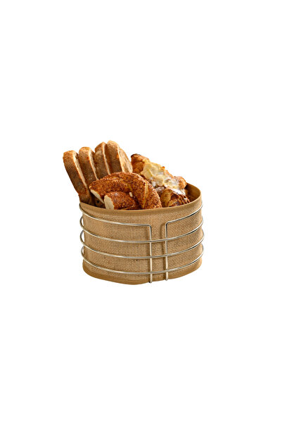Edora Home Round Bread Basket with Colorful Presentation - Jute Coffee Fabric...