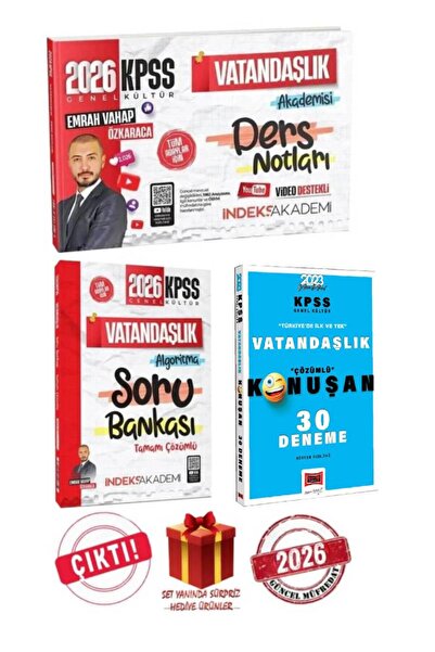 İndeks Akademi 2026 İndeks Akademi KPSS Emrah Vahap Özkaraca Ders Notları+Vat...