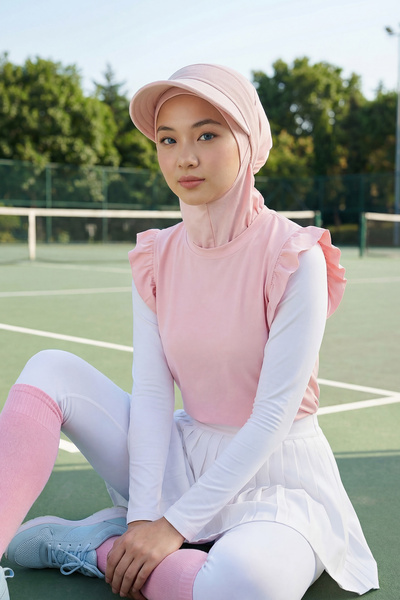 Aisha's Design Hidžab kapuljača sa uklonjivim vizirom, puder, B-82