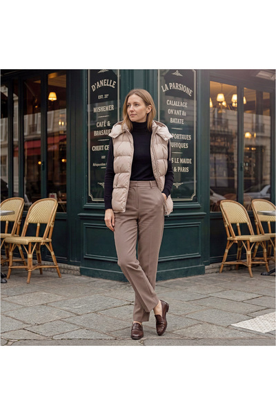 Penelope سترة نسائية من ريش الديك الرومي 100% - بيج/L